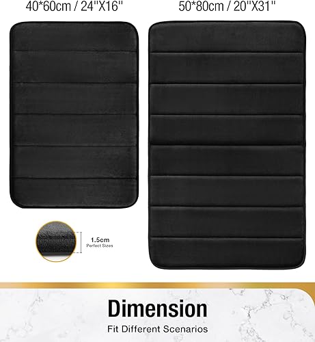 HITSLAM Tapis de Bain Antidérapant en Mousse à Mémoire de Forme, 50 x 80cm Absorbant Tapis Salle de Bain, Lavable en Machine, Séchage Rapide, Doux et Confortable, Gris Foncé - Nail Gallerys