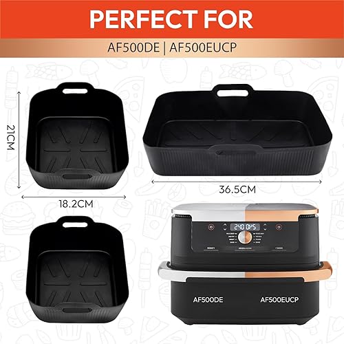 Moule Silicone Air Fryer Accessoire, 3 Pièces Air Fryer Accessoires pour Ninja Foodi Flex 10.4l AF500EU, Plat Moule Silicone pour Friteuse, Air Fryer Accessoires pour Ninja 10,4L AF500EUCP - Nail Gallerys