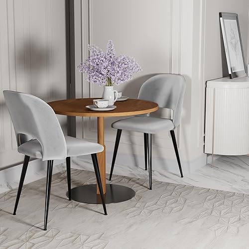 Wohenster Chaise de Salle à Manger 1 Chaise de Cuisine Assise rembourrée en Velours Pieds en métal Stable, Fauteuil Coquillage, Fauteuil Chambre Confortable Chaise Relax pour Chambre Salon, Rose Clair - Nail Gallerys