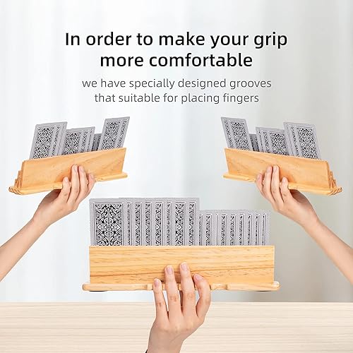wefaner Lot de 2 supports de cartes à jouer en bois, pour personnes âgées, enfants - Nail Gallerys