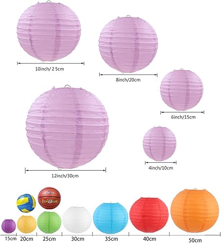 FANSU Colorées Lanterne Papier, 10 Pcs Lanterne en Papier à Suspendues, Rond Lampion Papier pour Mariages, Anniversaires, Jardin, Fêtes Événements Lampion (Rouge,40cm) - Nail Gallerys