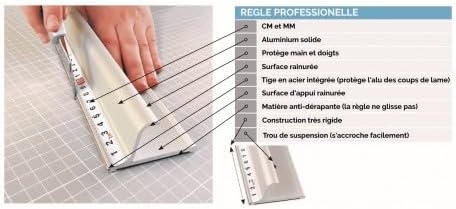Règle de découpe PRO en alu de 155cm - à protection, antidérapante. - Nail Gallerys