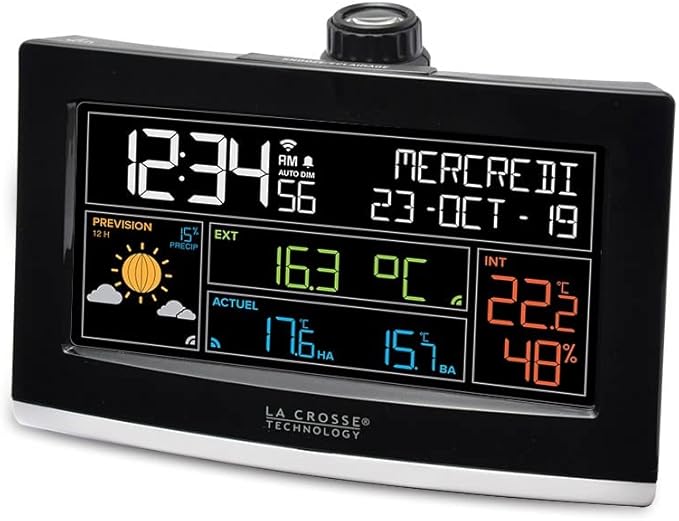 LA CROSSE TECHNOLOGY - WS6837 Réveil WiFi avec Projection et prévisions météo AccuWeather - Noir - Nail Gallerys