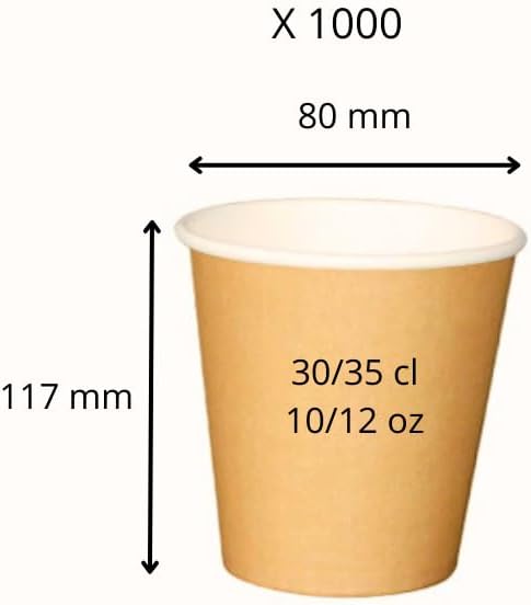 Générique 1000 Gobelets Carton Kraft Brun 30/35 cl - Tasses jetables 10/12 Oz - Boissons Chaudes et Froides - Nail Gallerys