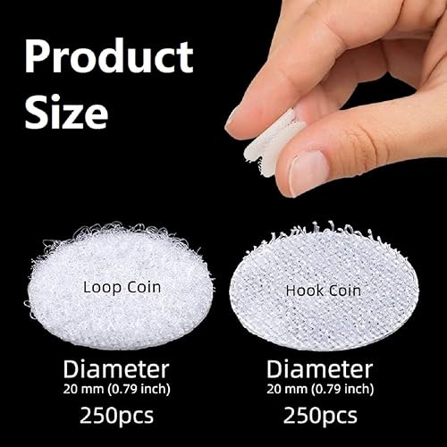Autocollant Crochets et Boucles, Scratch Autocollant 20mm, Autocollant Double Face Pastilles, 250 Paires Autocollantes Points Arrière Dots Scratch Adhésif Rond Blanc Velcro Rond pour DIY - Nail Gallerys
