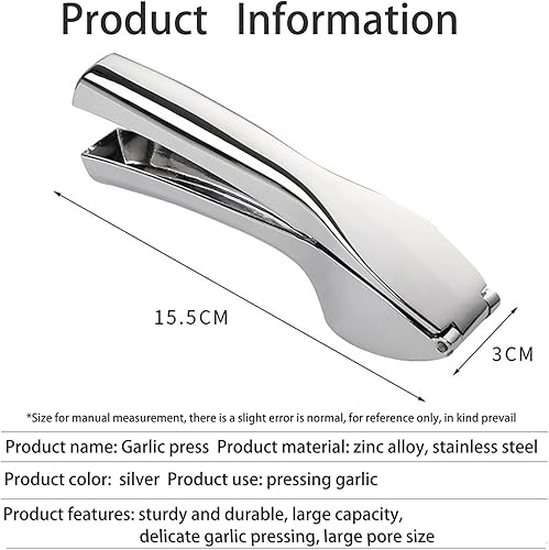 Jidyllic Presse ail Premium,Ecrase ail Robuste et Durable Découpe Ecrase Ail Hachoir à Gingembre Garlic Press Rocker Crusher pour Broyer et Éplucher - Nail Gallerys