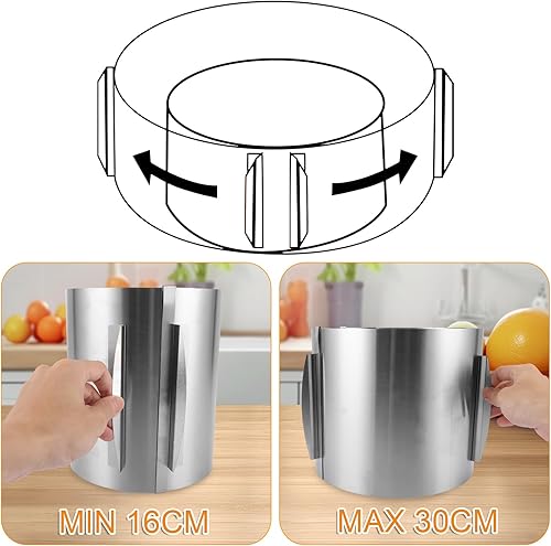 YAYODS 1 Cercle Patisserie 20 cm, Cercle a Patisserie, Cercle Gateau, Cercle à Patisserie, Cercle Patisserie avec Graduation, Cercle Patisserie Extensible 16-30cm pour la préparation de gâteaux - Nail Gallerys