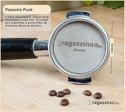 ragazzino The Barista Company Puck Screen 58,5 mm | 1,7 mm d'épaisseur 150 μm Filtre à emmailloter en acier inoxydable 316 | Accessoire porte-filtre à expresso 58 mm | Tamis filtre pour café expresso - Nail Gallerys