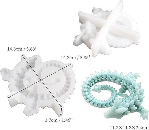 Xidmold Moule en silicone en forme de dragon 3D pour fondant, chocolat, résine époxy, bougies en cire de soja, savon, plâtre, artisanat (B) - Nail Gallerys