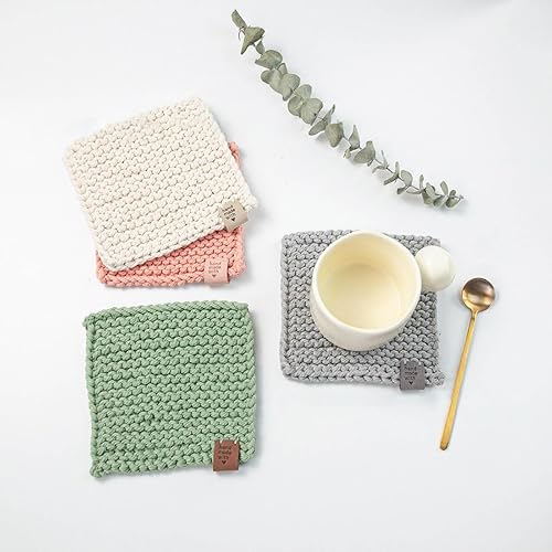 CHAKAE Kits de Tricot de Dessous de Verre, avec Aiguille, Corde en Coton, Fil à Tricoter pour débutants, Ensemble de Fournitures de Tricot de Base, DIY - Nail Gallerys