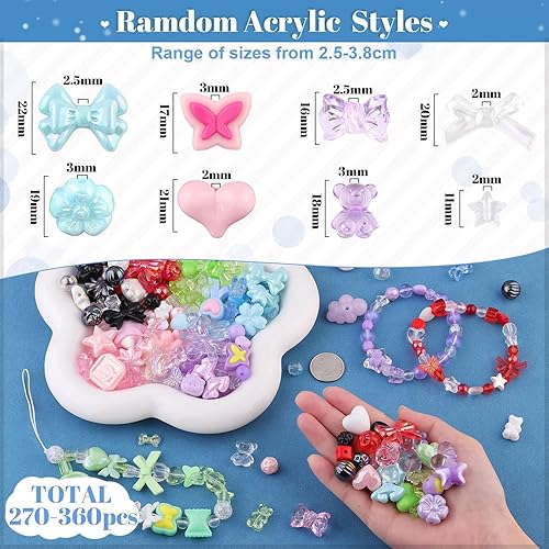 FloralGrace 6 Couleurs différentes de Perles d'acrylique pour Fabrication de Bracelets, pendentifs Kawaii, Perles pour création de Bijoux DIY Collier Porte-clés - Nail Gallerys
