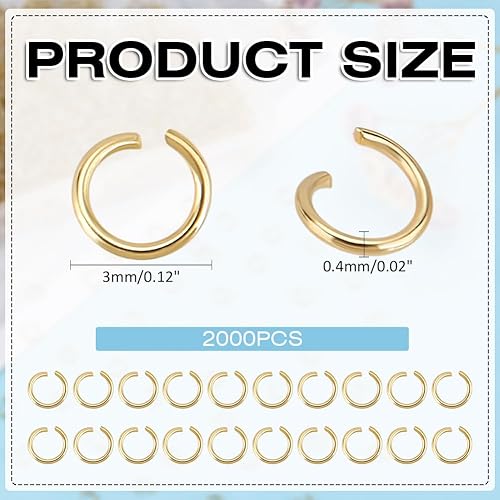 CRAFTYMELODY 2000 anneau Ouvert en Or Anneaux de Jonction Plaqués Or 3 carats de 18mm en Acier Inoxydable Petits Connecteurs pour la Fabrication de Bijoux - Nail Gallerys