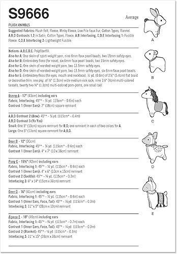 Simplicity SS9666OS Animaux en peluche par Elaine Heigl OS (taille unique) - Nail Gallerys
