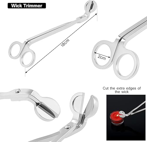 Kinsinder 4pcs Kit d'Outils de Couverture de Bougie, Éteignoir à Bougie, Coupe-mèche, Cuillère à Mèche en Acier Inoxydable et Plateau de Rangement pour la Mariage et la Fête à la Maison (Noir) - Nail Gallerys