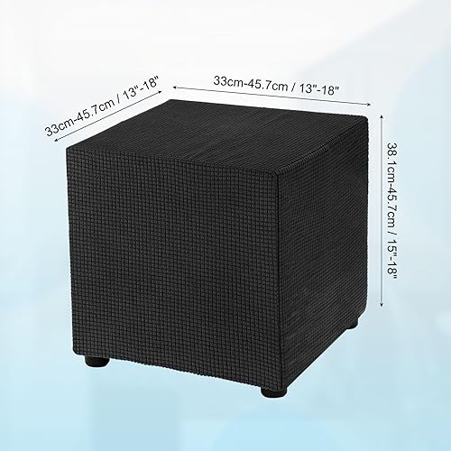 QUARKZMAN Housse de Pouf Carré 18x18x18 Pouces en Polyester Extensible Lavable Housse de Pouf Élastique pour Protéger Le Repose-Pieds du Salon Ou de la Chambre à Coucher, Noir - Nail Gallerys