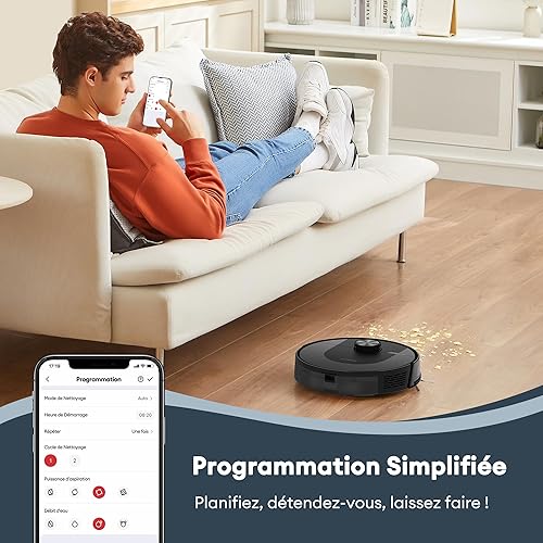 Ultenic T20 Pro Aspirateur Robot, Robot Aspirateur Laveur, Robot Silencieux Connecté avec WiFi/Bluetooth/Alexa/App, 6 Modes de Nettoyage, Auto-Charge, 8000 Pa, Idéal pour Poils d'animaux - Nail Gallerys