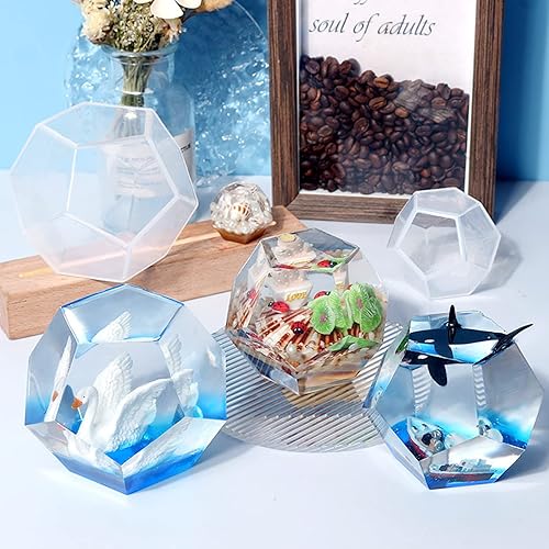 Yayatty Moule Sphère Epoxy Resine, 2 Taille Moules en Résine à Sphère à Facettes Pentagone, Géométrique Moules Silicone Boule de Diamant pour La Fabrication de Bougies, Décoration de Maison - Nail Gallerys
