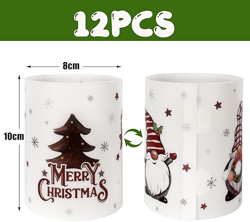 12pcs Photophores Décoratifs de Noël - Bonhomme de Neige, Sapin, Père Noël - Bougeoirs Cadeau Décoration d'Intérieur et d'Extérieur pour Bougies Fête - Nail Gallerys