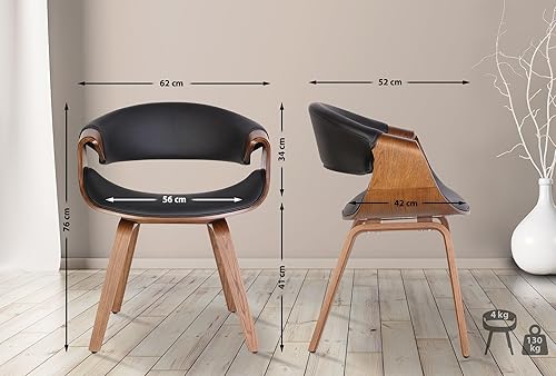 CLP Chaise de Salle à Manger Foley I avec accoudoirs et piètement en Bois I Chaise de Cuisine et de Salon, Couleur:Noyer/Noir, Matériel:Tissu - Nail Gallerys