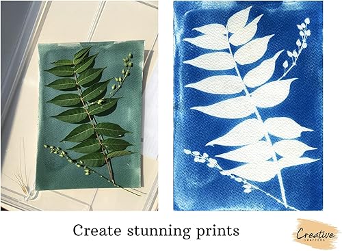 Kit Cyanotype pour Papier d'Impression Solaire de Creative Crafters - Kit d'Art avec Pinceaux en Mousse et Papier d'Artiste Fait à la Main - Pour Adultes - Nail Gallerys