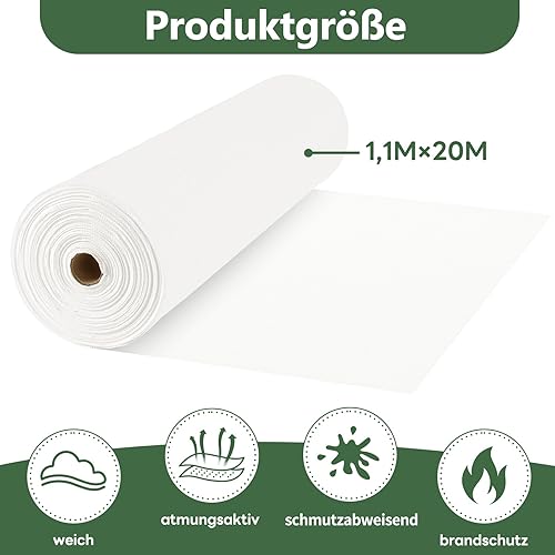 MOKANI Rouleau de nappe de table, jetable, en papier non tissé, 1,1 m × 20 m, pour tente de bière, lavable, convient pour fête, anniversaire, mariage, blanc - Nail Gallerys
