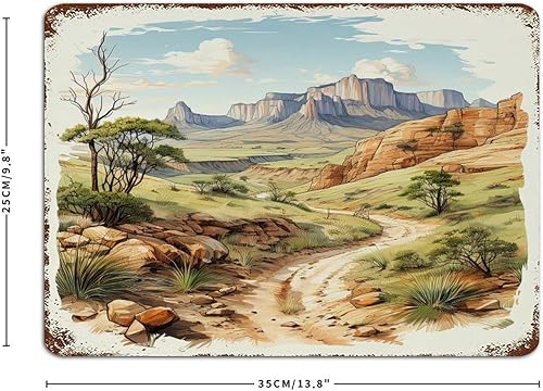 Big Bend Texas National Park Plaque en métal 30,5 x 30,5 cm personnalisée pour café, bar, cour, bureau - Plaque en métal pour amoureux de la nature ou voyageur - Nail Gallerys