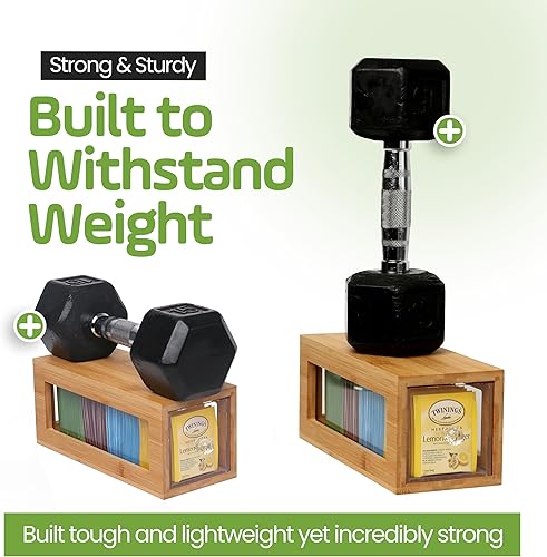 Serenica Homes Élégant cadre en bambou avec tiroir en acrylique, support pour dosettes de café et sachets de thé, organiseur multifonction pour cuisine, salle de bain, maquillage ou médicaments - Nail Gallerys