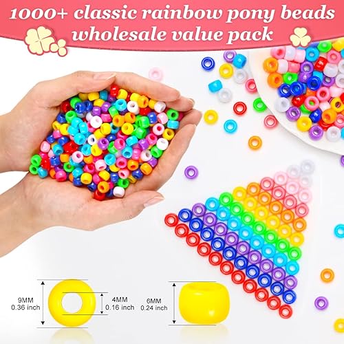 Lot de 1 000 perles en plastique multicolores pour tresses de cheveux, loisirs créatifs, lot moyen, classique) - Nail Gallerys