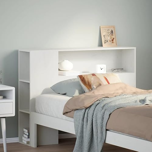 vidaXL Tête de lit avec Rangement Blanc 90 cm Bois Massif de pin, tête de lit en Bois, tête de lit avec Rangement, tête de lit sur Pied - Nail Gallerys