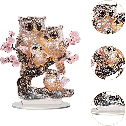 SZLIFE Ornement de table en acrylique 2d hibou ornement imperméable, Style A - Nail Gallerys