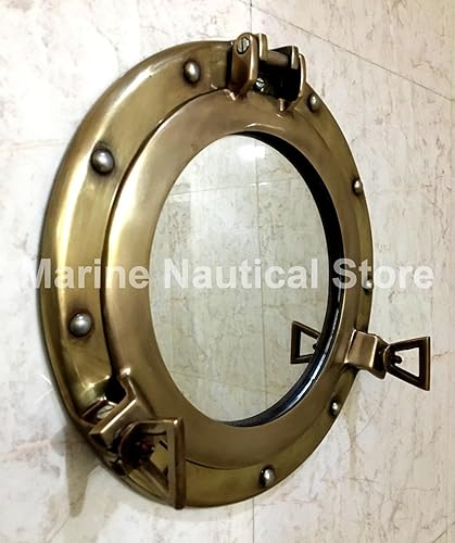 Miroir Hublot de 28 cm - Finition antique - à suspendre au mur - Nail Gallerys