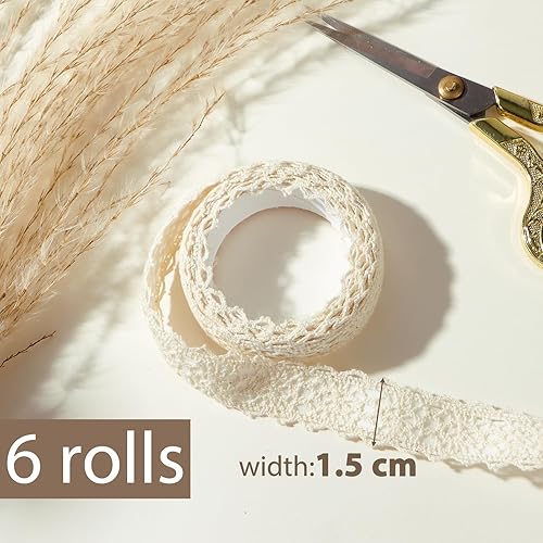 10,9mx1,5cm Ruban Dentelle Auto-adhésif en Coton Dentelle Autocollante Décoration Vintage pour Mariage Bocaux Scrapbooking Bricolage Artisanat (Beige) - Nail Gallerys