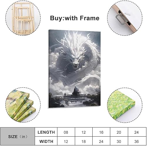 HAYZE Impression sur toile représentant le puissant dragon blanc 30 x 45 cm - Nail Gallerys