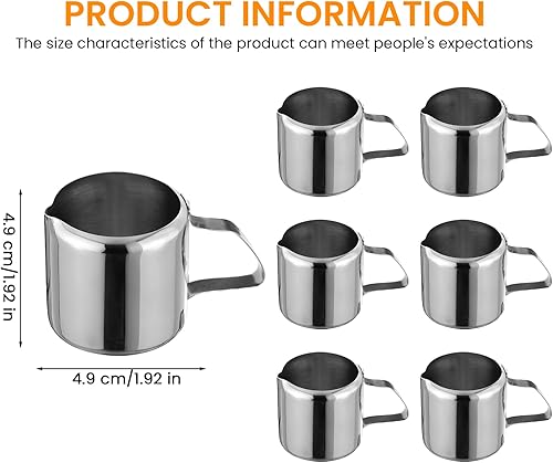 Lot de 6 pots à lait en acier inoxydable : 30 ml Petit pot à lait en acier inoxydable avec poignée, verseur à expresso portable de 1 oz, pot à lait pour mousser le lait, cappuccino, latte, expresso - Nail Gallerys