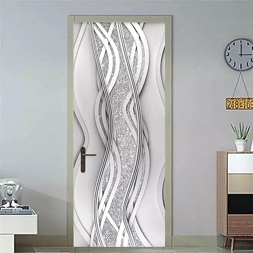 ASLKK Stickers Porte Affiche 3D Trompe Loeil Effet Auto Adhésif PVC Muraux Imperméable Sticker Murales Autocollants Affiches Art Décor,Diamant d'argent De Simulation De Ligne Papier Peint (77x200cm) - Nail Gallerys