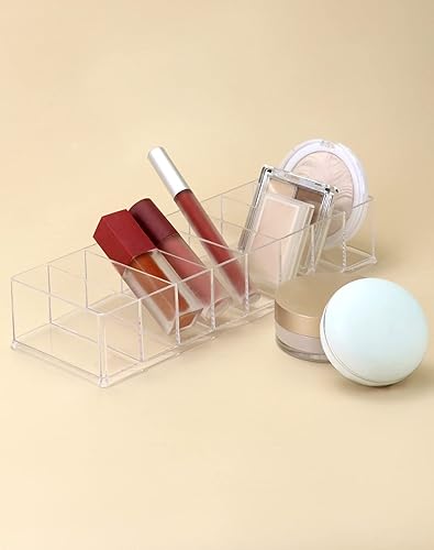QWORK® Lot De 2 Makeup Organizer, Rangement Palette Maquillage Fard A Paupiere en Acrylique, Rangement Rouge A Levre, 8 Compartiments - Nail Gallerys