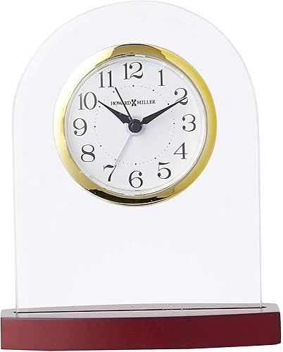 Howard Miller Hansen 645-715 Horloge de Table Moderne en Verre, Base en Palissandre satiné, Fond en Feutre, Mouvement d'alarme à Quartz - Nail Gallerys