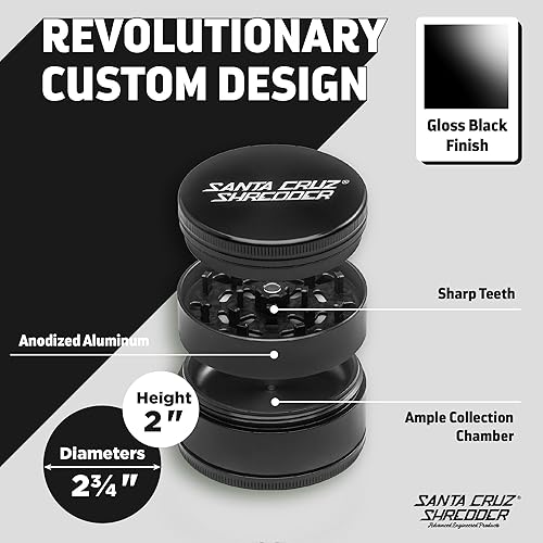 Santa Cruz Shredder Moulin à herbes et épices fabriqué aux États-Unis (grand (7 cm), noir) - Nail Gallerys