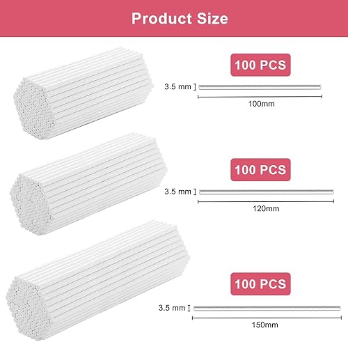 300 Pièces Baton Pop Cake, Cake Pop Sticks, Bâtons de Sucettes, Batonnet Pop Cake 15cm 12cm et 10cm, Lollipop Sucettes, Bâtonnets en Papier pour Gâteaux Blanc, pour Faire des Gâteaux et des Sucettes - Nail Gallerys