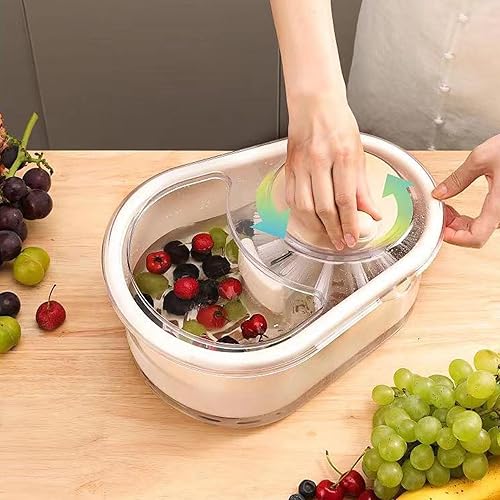 Essoreuse de nettoyage de fruits, toupie à fruits et passoire, grande laveuse à fruits, avec bol de lavage de fruits, brosse à fruits et légumes - Nail Gallerys