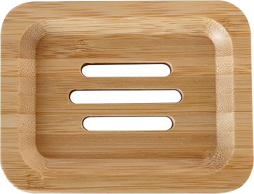 pandoo Porte-savon en bambou naturel - Pour savon, gommage, éponge et comme étagère de douche et de lavabo - Bac d'égouttement, porte-savon, porte-savon - Nail Gallerys