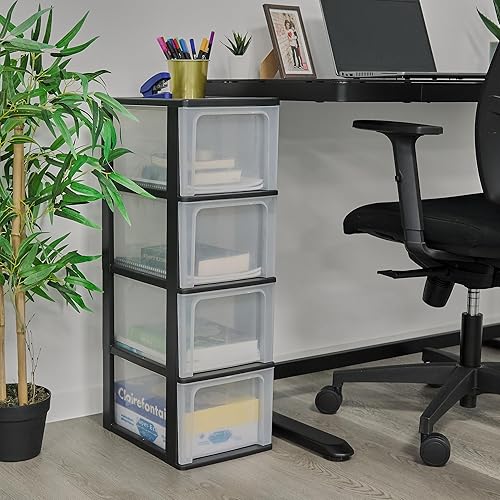 Iris Ohyama, Tour de Rangement Plastique, 3 Grands Tiroirs, Noir, Ouverture Facile, Format A4, A5 & A6, Meuble, pour Bureau, Fourniture Scolaire, Papeterie, Sans BPA, Sans BPA, OCH-2300 - Nail Gallerys
