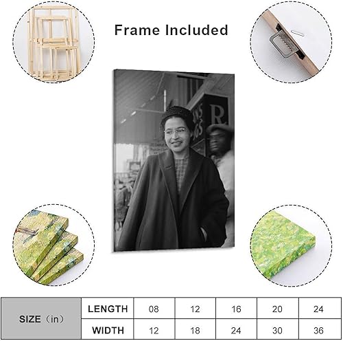 YANLI Impression sur toile représentant les militants des droits civils les plus influents décédés Rosa Parks - 30 x 45 cm - Nail Gallerys