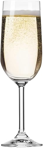 Krosno GEMA - Lot de 6 flûtes à champagne et à champagne - Design classique - 210 ml - Verre à large calice - Verre transparent - Pour la maison, les restaurants et les fêtes - Passe au lave-vaisselle - Nail Gallerys