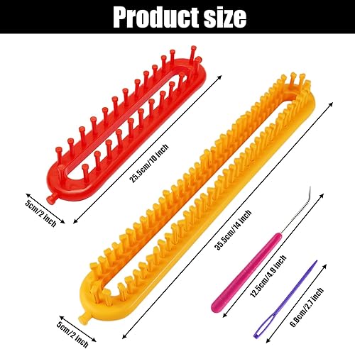 TYSM-CC 2Pcs Métier à Tricoter Crochet Machine Écharpe Tricot Ensemble de Métier à Tisser Planche à Tricoter Rectangulaire Aiguille à Crocheter en Plastique Écharpe pour Adultes - Nail Gallerys