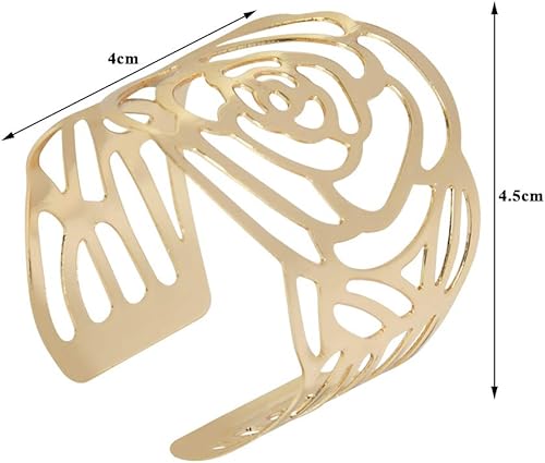 Rond de Serviette Or 12PCS Porte-serviettes de Table Noël Serviette Rond Anneaux de Serviettes de Table Porte-Serviettes en Métal Ajouré Motif Fleur Bague Déco pour Mariage, Banquet, Dîner, Décoration - Nail Gallerys