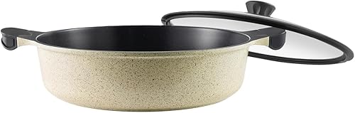 LAGUIOLE, Sauteuse 32 cm, Modèle Jade, en aluminium recyclé avec revêtement céramique antiadhésif, couvercle en verre trempé, compatible tous feux, taille 32 cm, Vert - Nail Gallerys