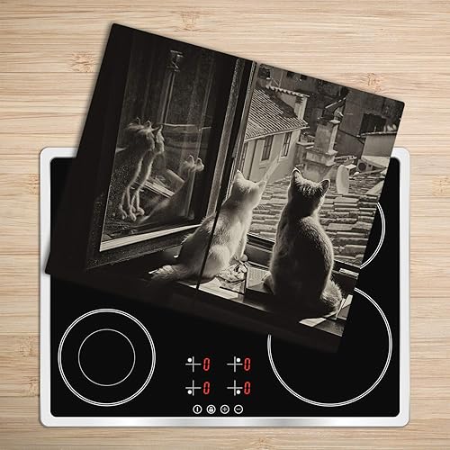 Tulup Planche À Découper - 2x30x52cm - Protection Plaque Induction Cuisson Tapis de Découpe Verre Trempé - Chats Par La Fenêtre ASIN: B08CXL653M | site: fr - Nail Gallerys