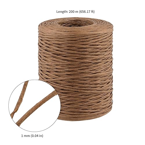 CHUENKUK Lot de 4 fils en papier naturel, 200 m, diamètre : 1 mm, fil de fer, pour bricolage, bouquet de mariage, emballage floral, marron foncé et papier kraft - Nail Gallerys