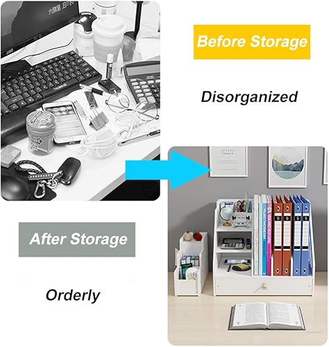 PB04 Organisateur de bureau avec tiroir pour la maison, le bureau et l'école - Blanc - Nail Gallerys